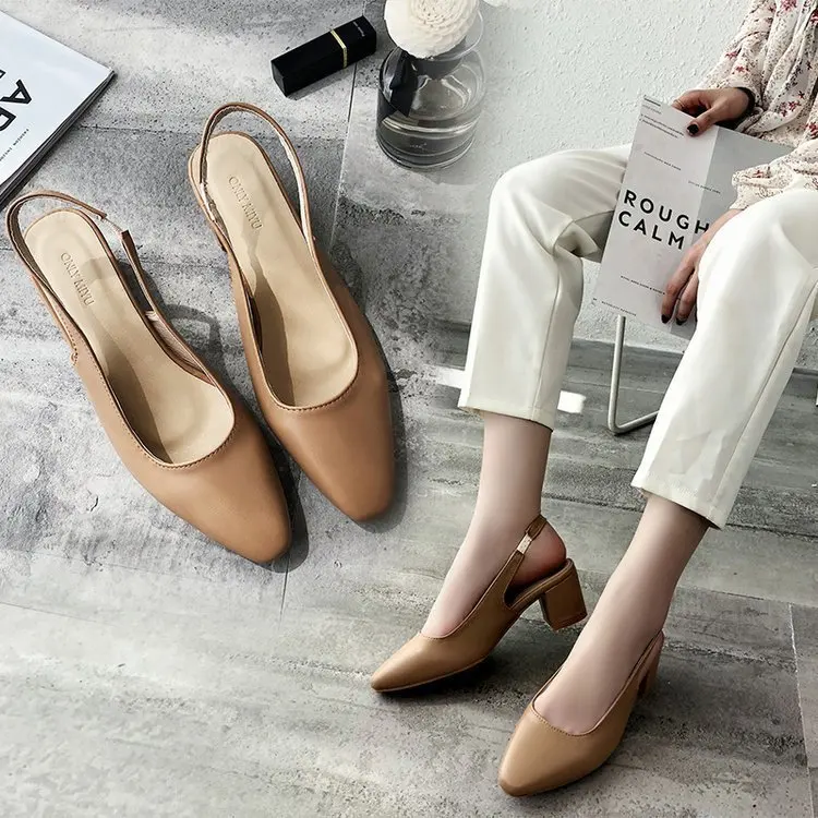 

Closed-toe Cool the Bride Korean-style Chunky Retro Shoes Slipper Head Summer with WOMEN'S Shoes Fashion Documentary Scrub Shoes