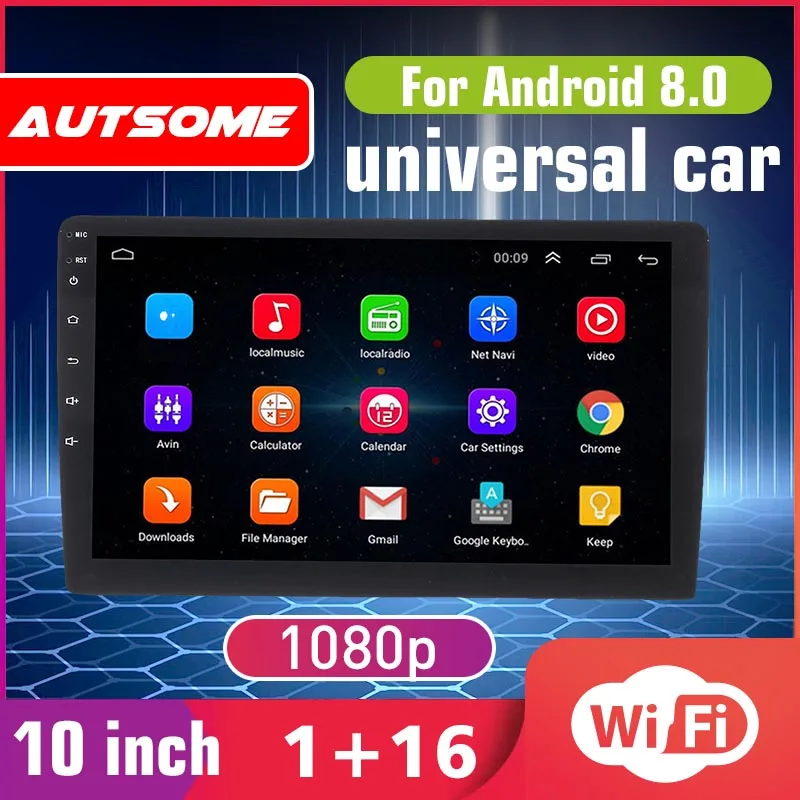 

Android 8.1 Car Stereo 2 DIN 9'' Radio Video Multimedia Player bluetooth WIFI GPS Nav Quad Core Universal MP5 Player