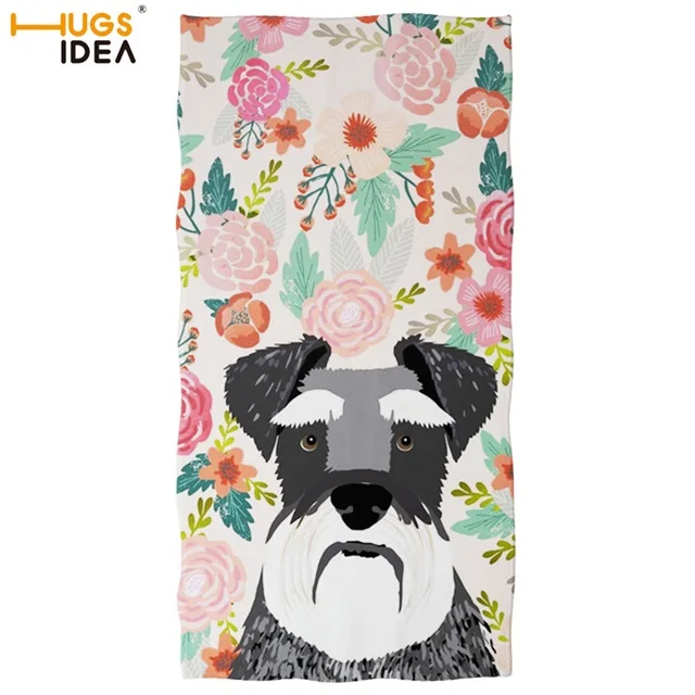 HX046 HUGSIDEA банное полотенце Schnauzer/Husky/French Bulldog Florals, полотенце для отелей, пляжное одеяло с милым дизайном для домашних животных, полотенце для рук/волос - Цвет: HX046