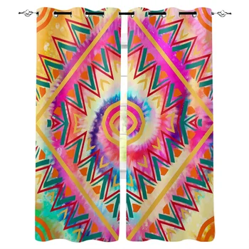 

Multi-size Tie-Dye Color Ethnic Pattern Window Curtains Polyester Fabric Living Room Curtain Home Decor