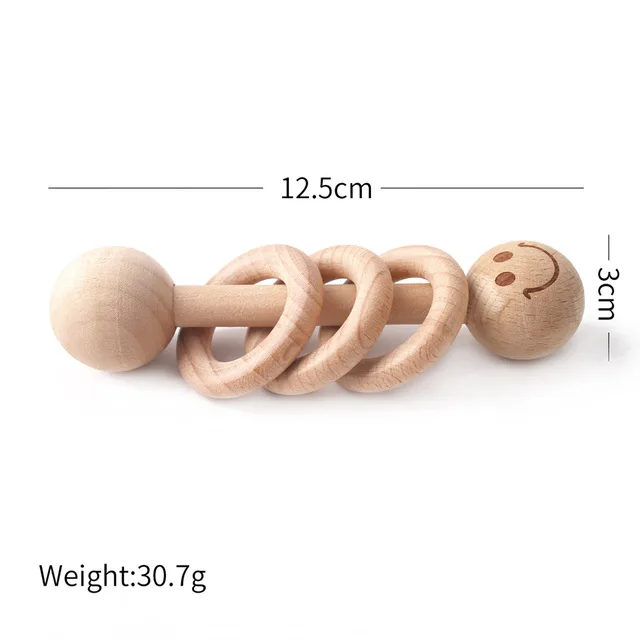 Smile Rattle Деревянные погремушки зубное кольцо для кормления погремушка с кольцом Детские игрушки Монтессори из бука детские забавные интересные игрушки для детей - Цвет: Smile Rattle