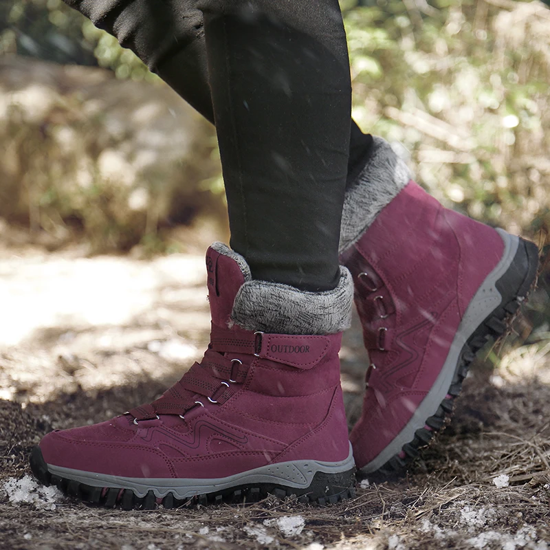 

Winter New High Band Plus Flannel Snowshoe Flat Bottom Warm Mid-barrel Couple Shoes