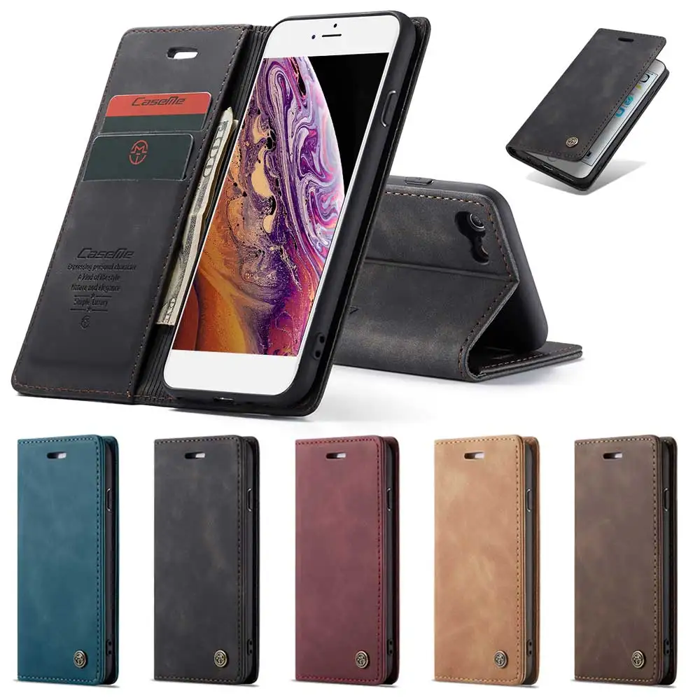 

Protective Mobile Cover For iPhone 6 6Plus 7 7Plus X XR XS Max Flip Phone Case Retro Leather Wallet Cover Mobile Phone Bag