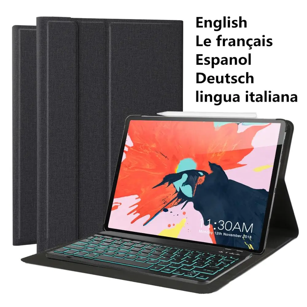 Смарт-чехол для Apple iPad Pro 12 9 дюйма 2018 3-го поколения чехол с клавиатурой подсветкой