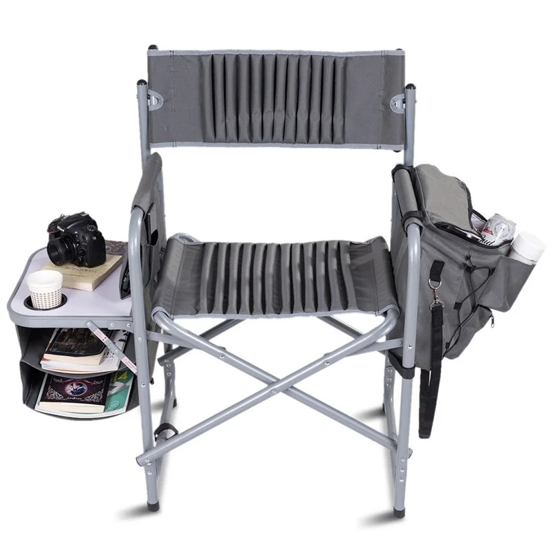 Gray Outdoor Furniture Camping Foldable Compact Director's Chair with Cup Holder and Side Table OP3575 Gray Outdoor Furniture Camping Foldable Compact Director's Chair with Cup Holder and Side Table OP3575