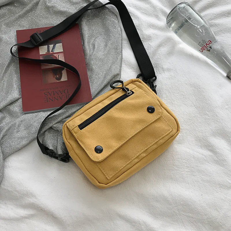 

Gogo Bag Lady Cool Trend Textured Shoulder Small Canvas Bag Students Hong Kong Style Versatile Shoulder Online Celebrity Small S