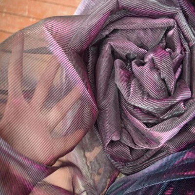 Silver Purple Косплей материал вечернее платье ткань металлик мигающий Rridescence волшебный цвет ткани свадебное платье сетка ткань - Цвет: Silver Purple