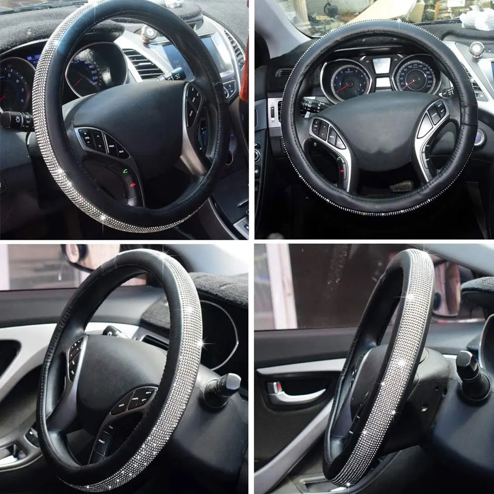 Стильный Стразы авто автомобиль анти-скольжение рулевое колесо крышка декорация Ницца