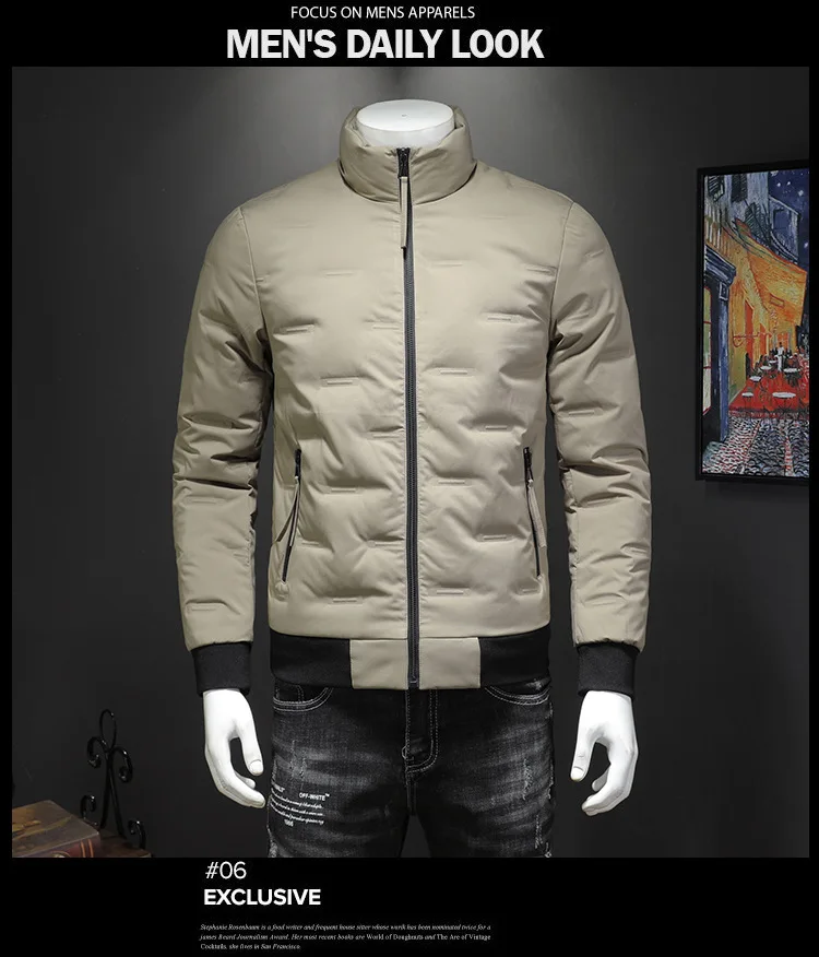 Fanwo Fw2185 Winter New Style Trend Men Solid Color Large Size Stand Collar Warm down Jacket Coat