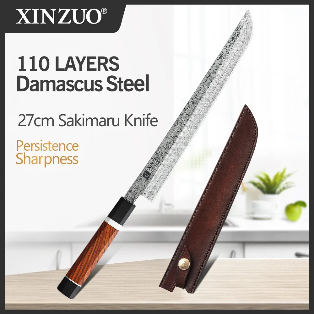 2020 XINZUO 270 мм японский нож для суши 110 слоев Дамасская сталь кухонные ножи Sakimaru