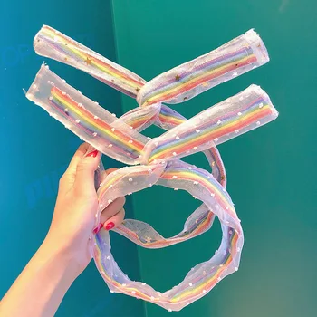 

2020 Korean Hot Sale Headband Adjustable Hair Accessories for Girl Women Colors Striped Hair Bands Sports Wash Headwear