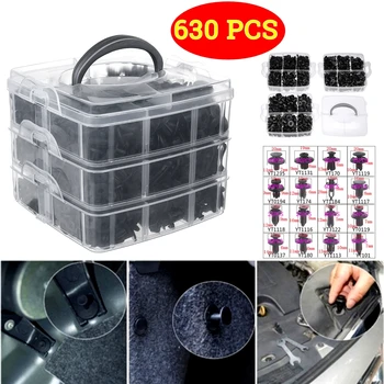 

630pcs 16 Kinds Car Body Interior for Fender Bumper Retainers Fasteners Clips Plastic Rivets Trim Assortment Kit Screws Fastener