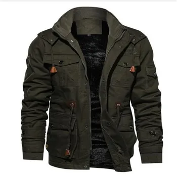 

Mens Parka Jacket Winter Fleece Multi-pocket Casual Quilted Jacket