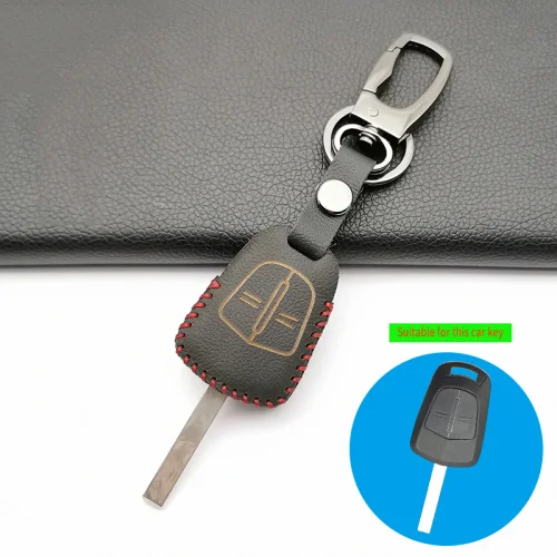 red line Кожаный чехол для ключей автомобиля для Vauxhall/Opel Corsa D Meriva Signum Vectra Zafira ASTRA H Agila держатель дистанционного оболочки крышка брелок - Название цвета: red line