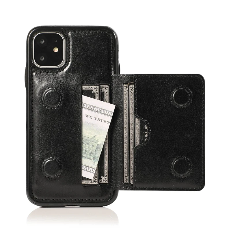 

for IPhone 11 Leather Case Leather Case Wallet Card Slot Shockproof Flip Cover 6.1 Inch