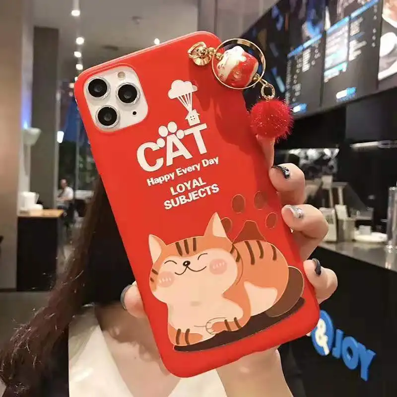 Чехол для iPhone 11 pro Max Lucky Cat, милая задняя крышка для iPhone 11 X XS Max XR 6 7 8plus Maneki Neko Shell+ подвеска