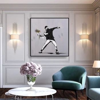 

Canvas Art Banksy Oil Painting Classic Posters And Prints Room Decoration Wall Art Pictures For Living Room Home Decor