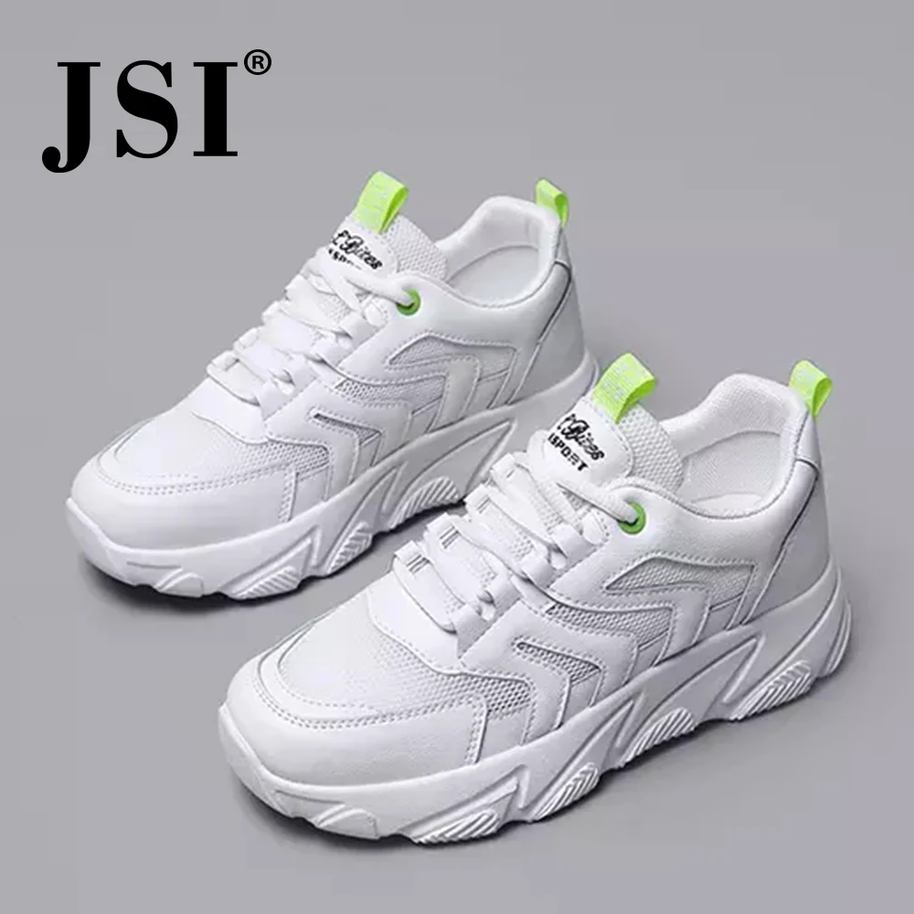 

JSI Round Toe Lace-Up Sewing Women Sneakers Casual Solid Outside Movement Shoes Basic Chunky Platform Ladies Sneakers JX11