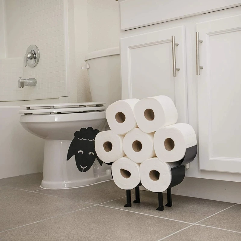 Black Sheep Toilet Paper Holder -Freestanding or Wall Mounted Toilet Paper  Stand