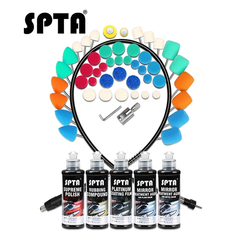 

SPTA 54pcsCar Polishing Kit Spong Pad Auto Polish Drill Rubbing Compound Mini Polisher Machine Car Buffing Polishing Glazing Set