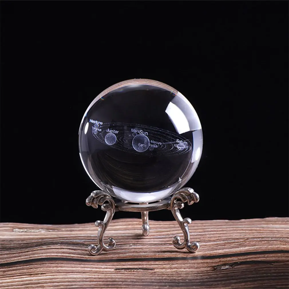 Trend  3D Solar System Crystal Ball Planets Glass Ball Laser Engraved Globe Miniature Model Home Decor Ast 