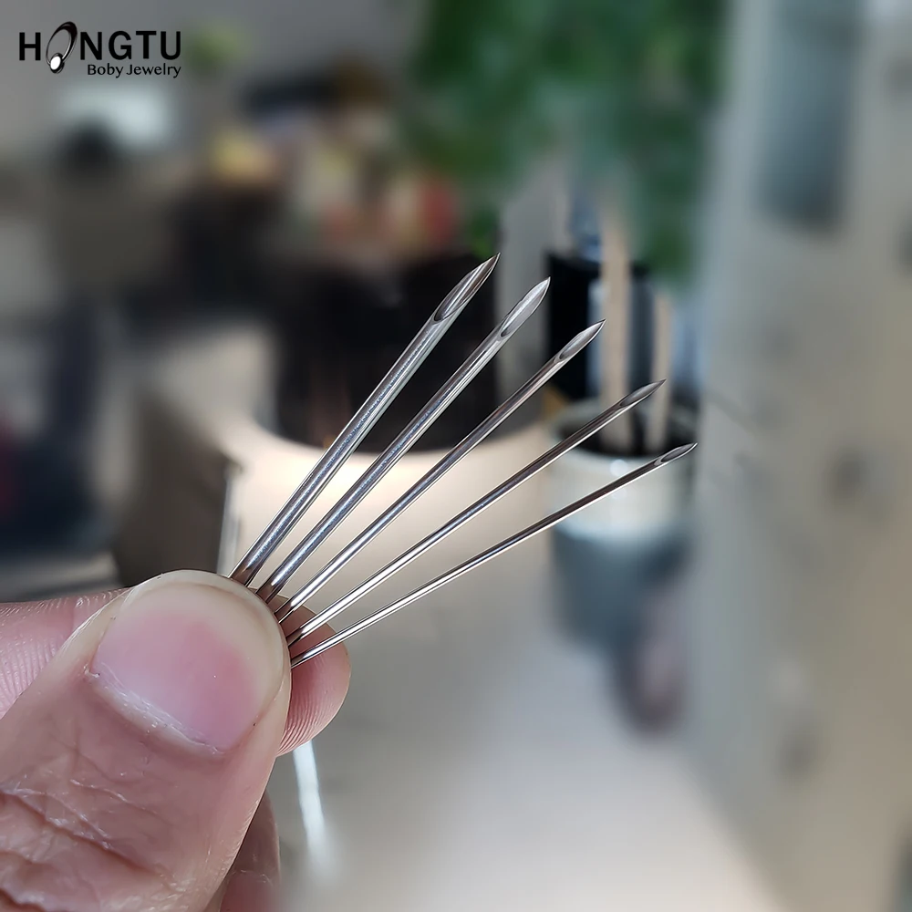 5pcs/lot Steel Needle Piercing Tattoo Needles Lot Nose Lip Ear Navel Sterile Needle Tools 14G 16G 18G 20G Body Jewelry Pieacing