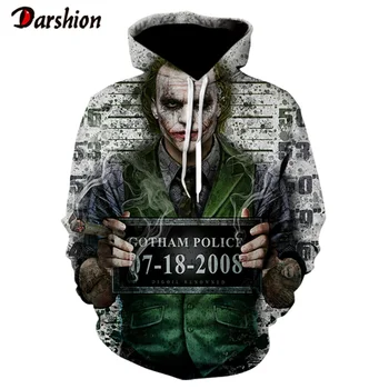 

3D Joker Face Pattern Hoodies Skull Print Hooded Sweatshirts Pullover For Men Casual Long Sleeve Winter Outerwear Fashion Hoodie