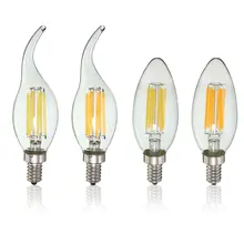 E12 6 Вт COB лампа Эдисона в стиле ретро белый теплый белый AC110V светодиодный свет свечи пламени