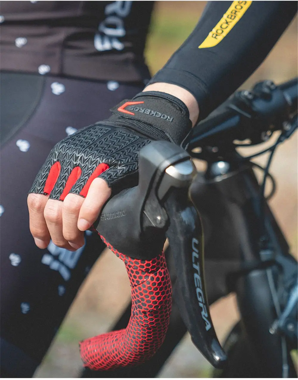 ROCKBROS, велосипедные перчатки с полупальцами, сенсорный экран, MTB, велосипедные перчатки, противоударные велосипедные перчатки, варежки для осени и весны