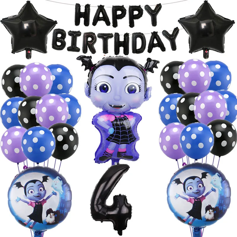 39pcs/lot 3D Vampire Girl Pentagram Witch Helium Foil Balloons Children Toys Globos Halloween Party vampirina Balloon Decor | Дом и сад