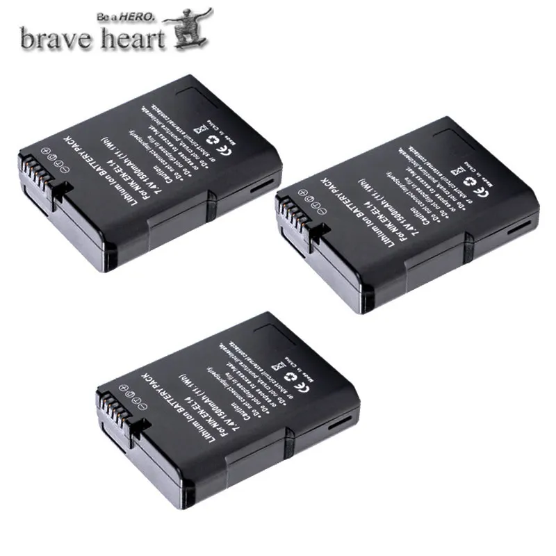 3battery 4xbateria EN-EL14 RU EL14 RU EL14a Батарея упаковке с открытыми порами+ двойной Зарядное устройство для Nikon D3100 D3200 D5100 D5200 DF P7000 P7100 P7200 P7700 P7800 - Цвет: 3battery