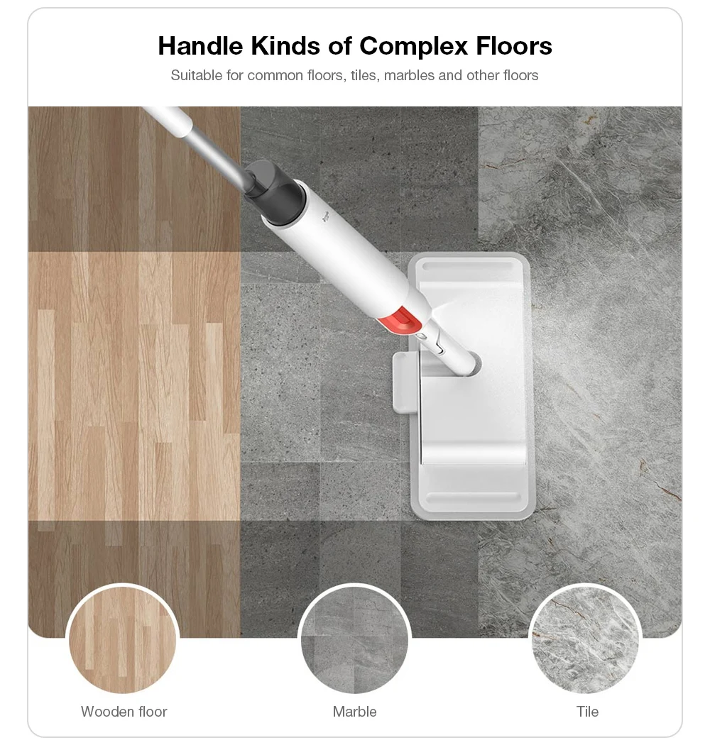 Deerma TB900 Multifunction Water-spray Mop Sweeper 230ml Dustbin 280ml Watertank Rotatable Design