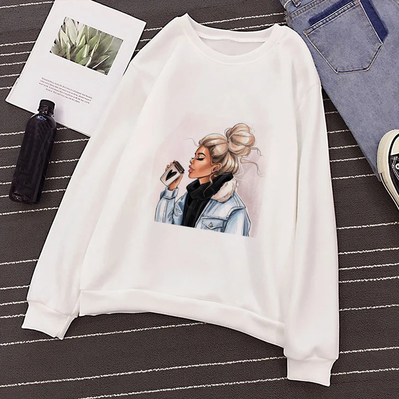 Kpop Женская белая Толстовка Harajuku Vogue Сексуальная Дамская с принтом модная повседневная с длинными рукавами Oneck женский свитер уличная одежда