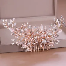 Модные свадебные гребни для волос с золотыми кристаллами и искусственным жемчугом для невесты Noiva, украшения для волос, украшения для волос
