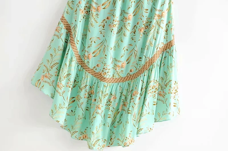 Summer long dress Vintage Floral Print Backless Chic Boho Dress Women With Sashes Asymmetrical Beach Dress Vestidos
