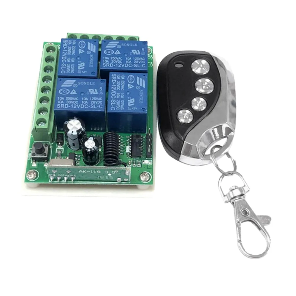 4CH Mini Relay Wireless RF Remote Control Switch -Power LED Lamp Controller(black), Micro Receiver Transmitter 433Mhz