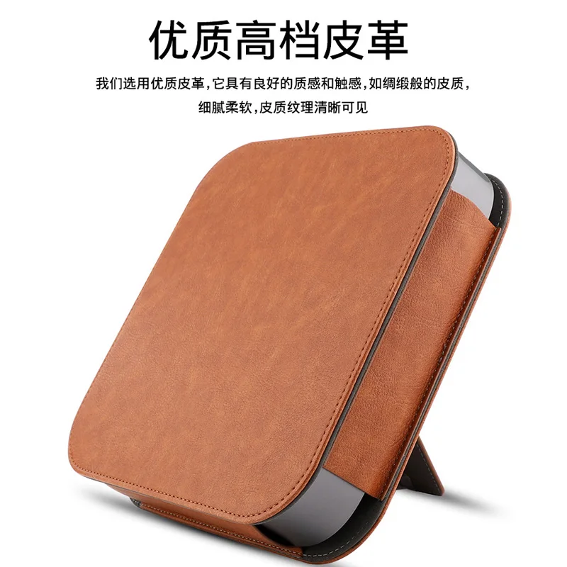 Capa de Suporte de Couro pu Proteção Total Bolsa de Manga Antiderrapante à Prova de Choque Mini Desktop m2 2023 m1 Mac Mini 20232023 - Imagem 5
