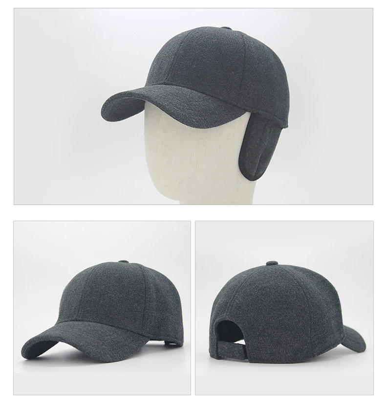 RoxCober зимняя теплая шерстяная бейсболка плюс бархатные мягкие наушники теплые облегающие кепки бейсболка, шляпа, кепка Кепка с якорем для мужчин