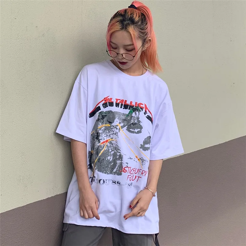 

Lychee Harajuku Letter Print Women T Shirts Top Tee Summer Short Sleeve Lady T-shirt T Shirt O-Neck Women T-shirt Top Tees