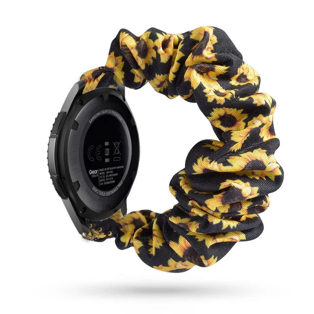 Scrunchies Elastic Watch band 20mm 22mm For samsung galaxy watch 3 41mm 45mm For huawei watch GT2 Pro bracelet For Amazfit Bip Sunflower