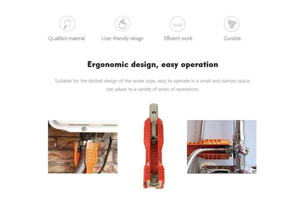 Multifunction Faucet Sink Installer Double Head Faucet Wrench Spanner AntiSlip Bathroom Water Wrench Sink Spanner