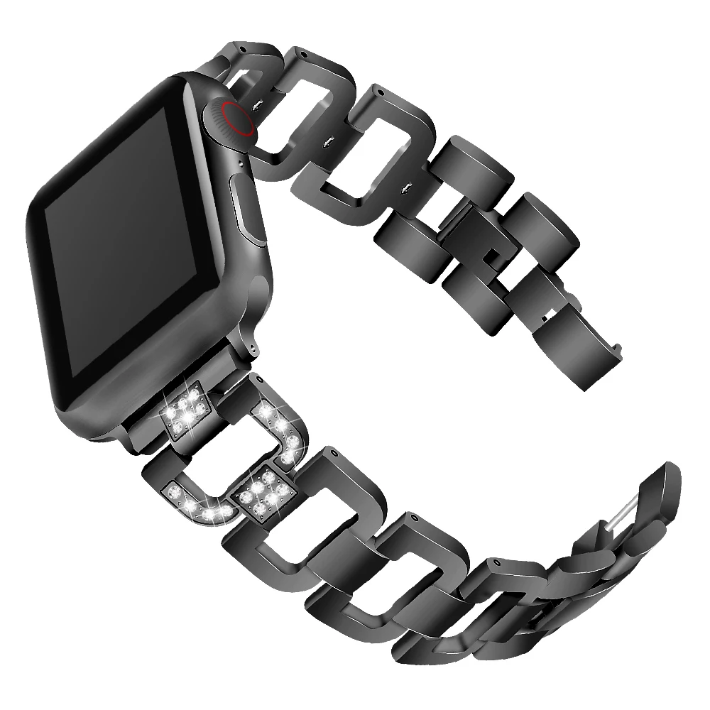 Стальной браслет apple watch с ремешком на руку 44 мм 42 мм 40 мм 38 мм iwatch металлический ремешок серии 5 4 3 2 1 iphone часы браслет wristhband - Цвет ремешка: black