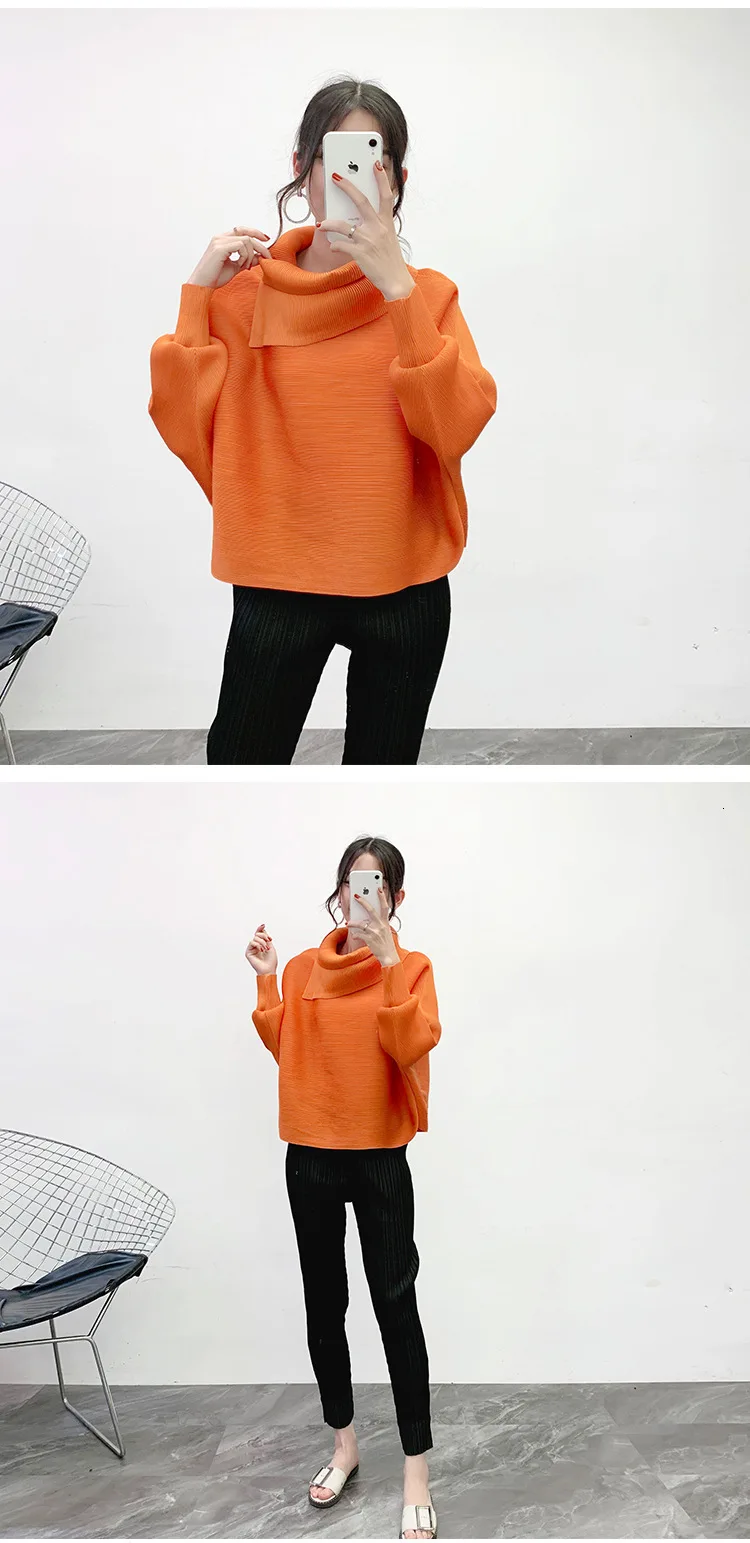 LANMREM New Scarf Collar Batwing Sleeves Pullover Twice Pleated Thickness Loose Autumn And Winter Sweatshirt WJ74304