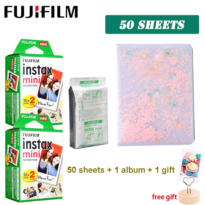 Пленка Fujifilm Instax Mini 3 дюйма с белым краем 64 кармана фотобумага альбом для Polaroid LiPlay Mini 9 8 7s 25 70 90 мгновенная камера - Цвет: 50 sheets pink album