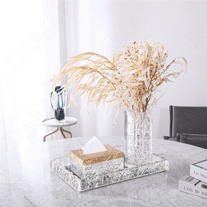 European Crystal Resin Tissue Box Creativity Relief Decorative Living Room Modern Paper Boxes Hotel Front Desk Tissues Organizer 2