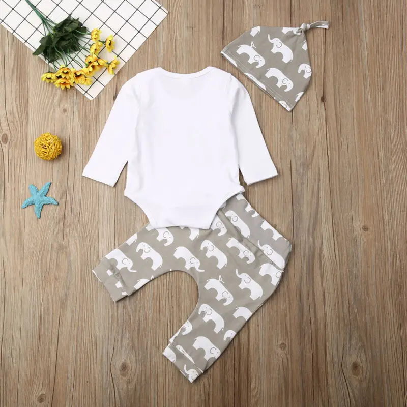 Baby Elephant Print Romper & Pants Set 6