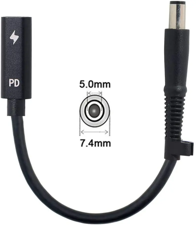 Type C USB-C Female Input to DC Power PD Charge Cable fit for Laptop 18-20V (7.4x5.0mm)