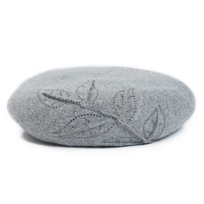 Light Gray leaf FS женская вязаная шапка берет женские модные береты Femme осенние черные розовые красные теплые шерстяные зимние шапки Touca Inverno Feminina - Цвет: Light Gray leaf