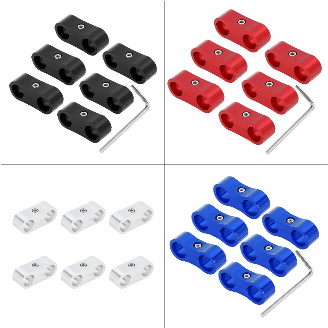 X Autohaux 6pcs AN4 AN6 AN8 AN10 AN12 Oil Fuel Water Hose Separator Divider Clamp Fitting Adapter with Wrench for Car