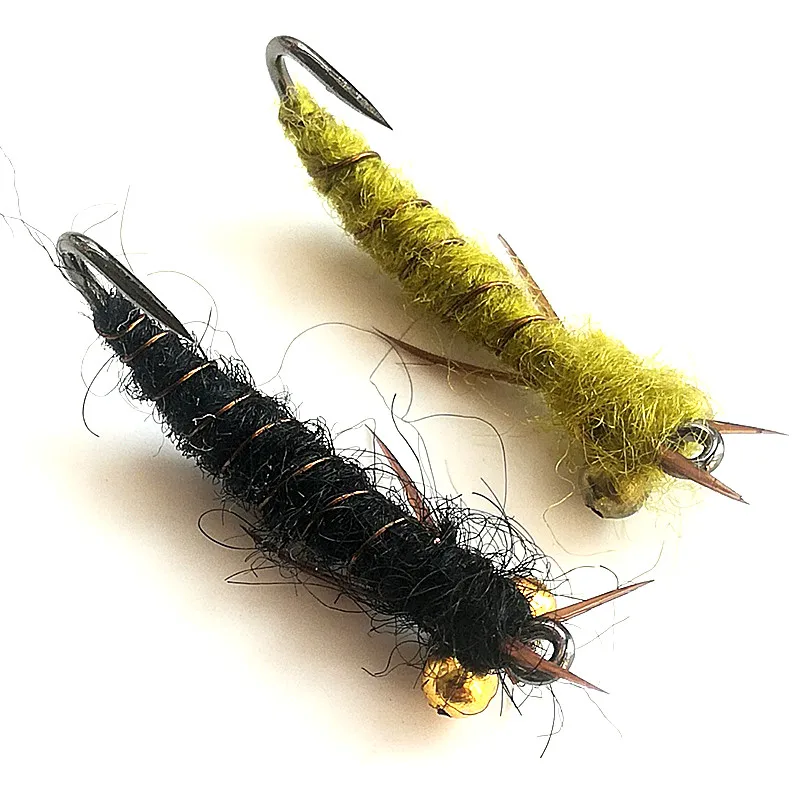 KKWEZVA 18pcs wet insects Fly fishing lure made of dragonfly larvae bright  copper wire material Nymph Trout Fly Fishing Bait